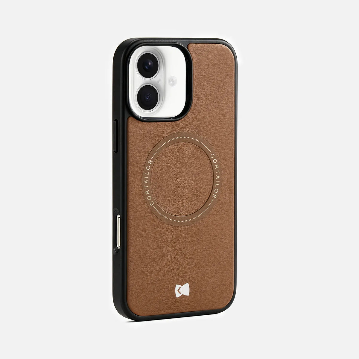 Brown CORTAILOR MagSafe leather iPhone case back view with camera cutout