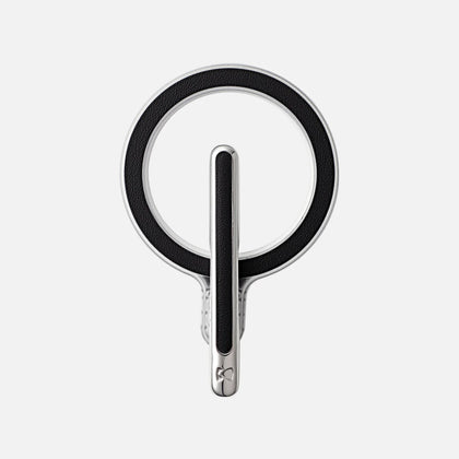 Black MagSafe detachable phone stand on white background