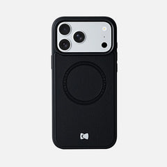 Black CORTAILOR MagSafe leather iPhone case shown from the back with MagSafe ring detail