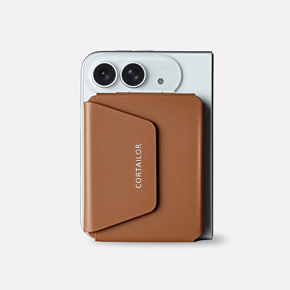iPhone Duo FoldGuard magnetic wallet stand - Brown 01 White background