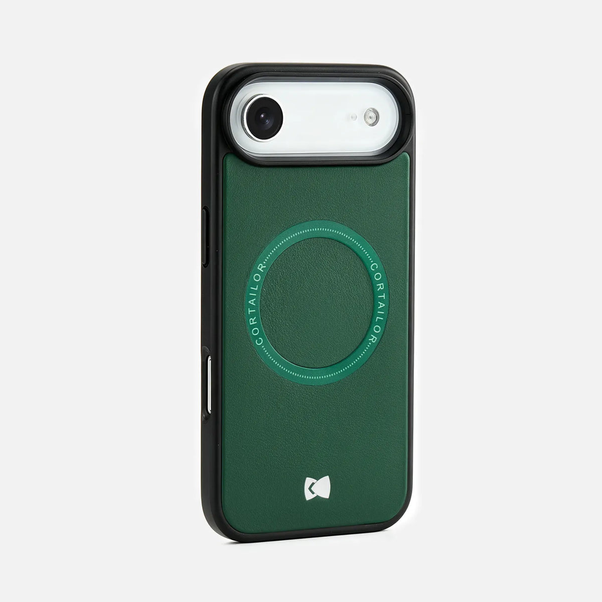 Green CORTAILOR MagSafe leather iPhone case back view