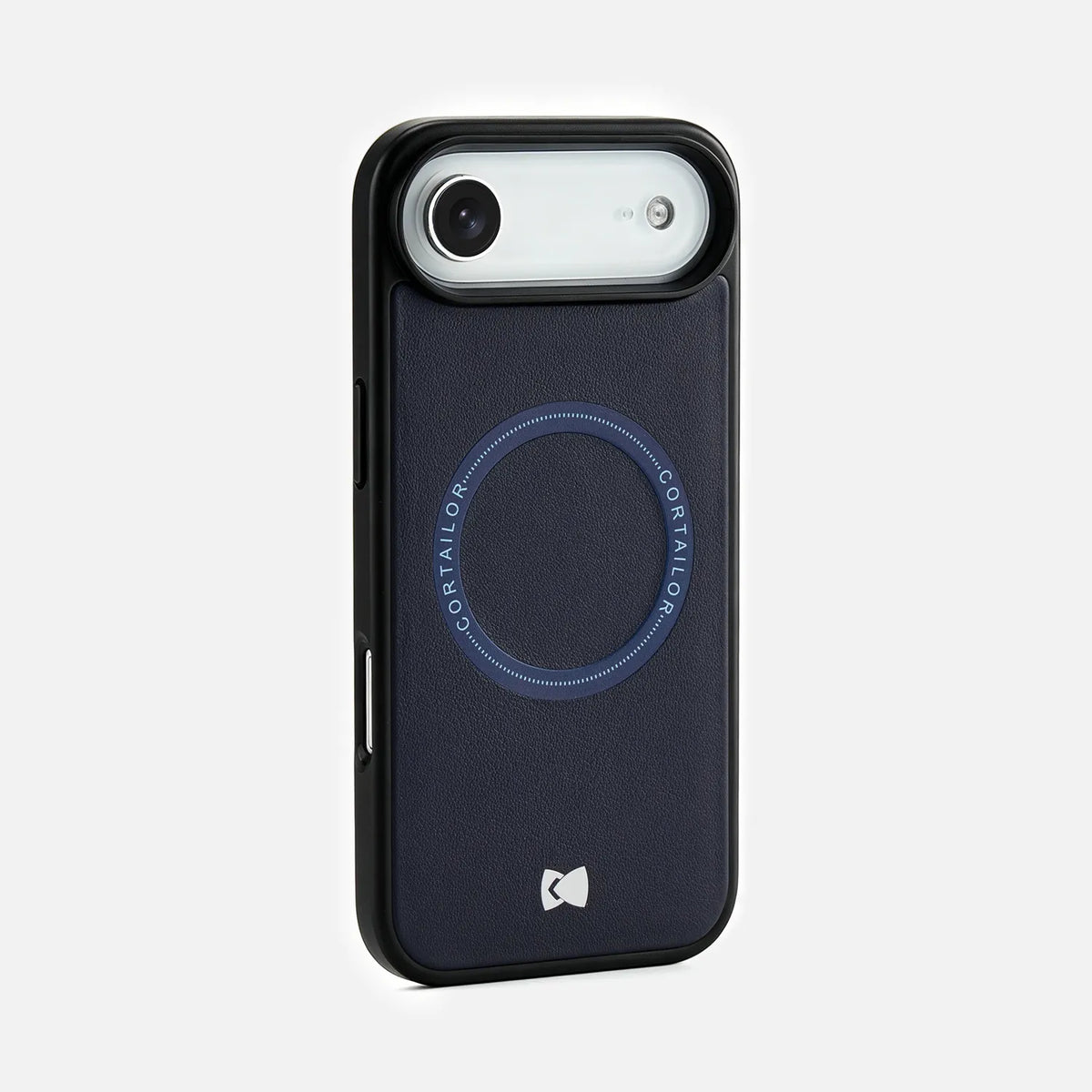 Navy CORTAILOR MagSafe leather iPhone case back view